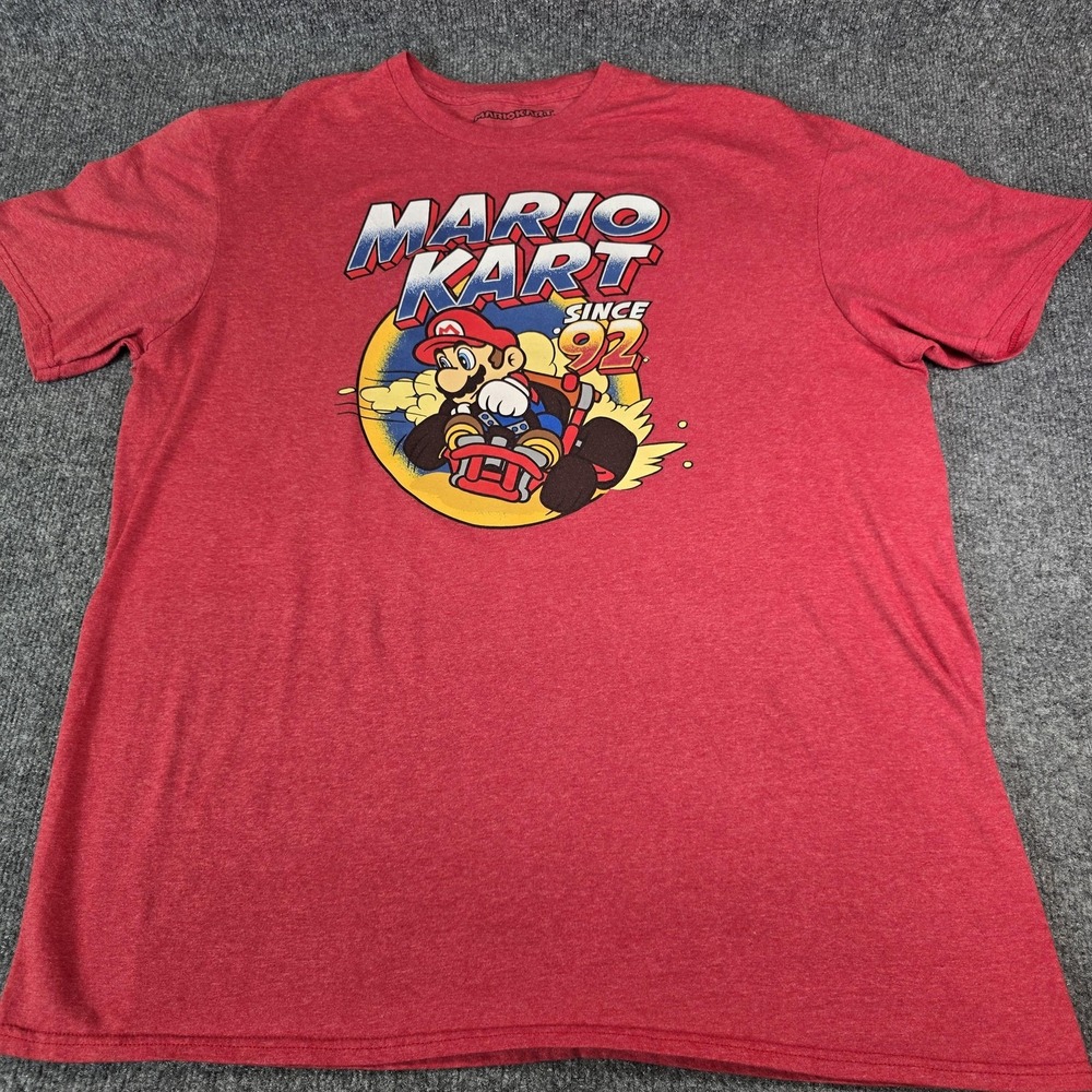 Mario Kart Shirt Mens XL Red Since 92 Racing Graphic Tee Nintendo Video Game